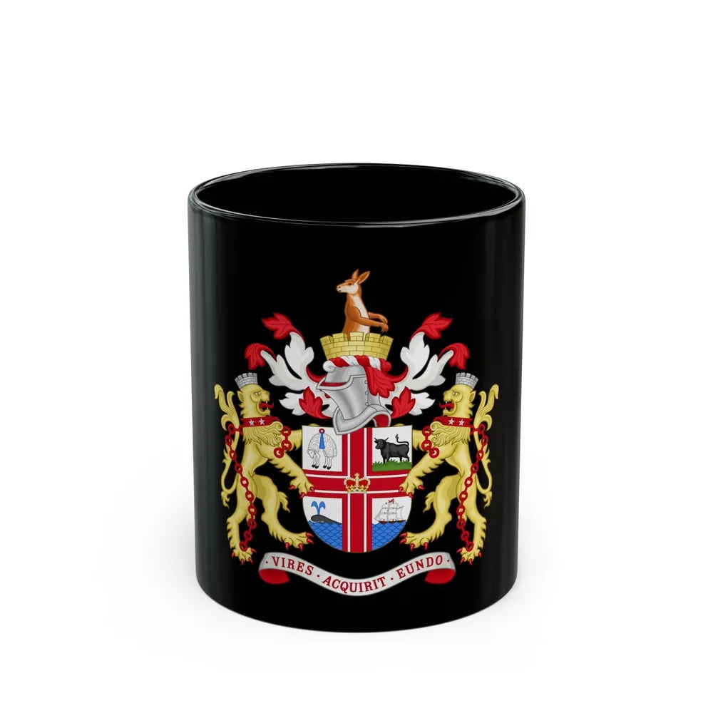 Coat of Arms Melbourne Australia - Black Coffee Mug-11oz-Go Mug Yourself