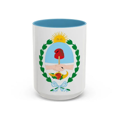 Coat of Arms Mendoza Argentina - Accent Coffee Mug 15oz Light Blue - Go Mug Yourself