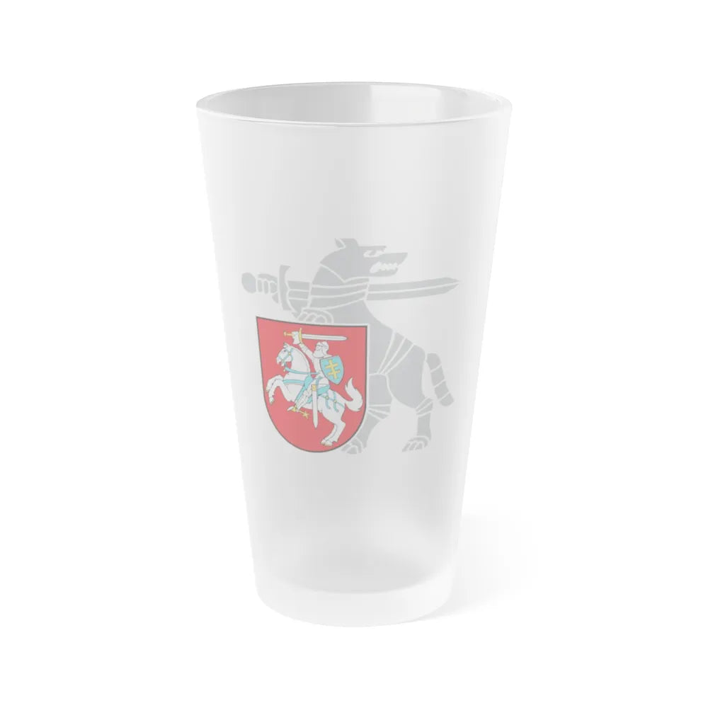 Coat of Arms Ministry of National Defence Lithuania - Frosted Pint Glass 16oz-Go Mug Yourself