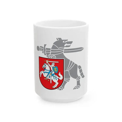 Coat of Arms Ministry of National Defence Lithuania - White Coffee Mug 15oz - Go Mug Yourself