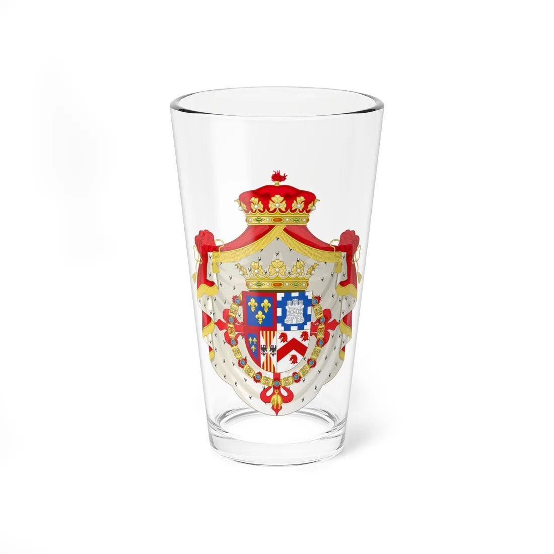 Coat of Arms of Alberto de Borbón y Castellví 1st Duke of Santa Elena (Ireland) (Coat of Arms) Pint Glass 16oz 16oz - Go Mug Yourself