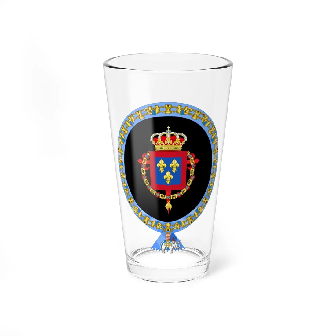 Coat of Arms of Alfonso Prince of Asturias 1907-1938 Order of the Elephant Variant (Denmark) (Coat of Arms) Pint Glass 16oz 16oz - Go Mug Yourself