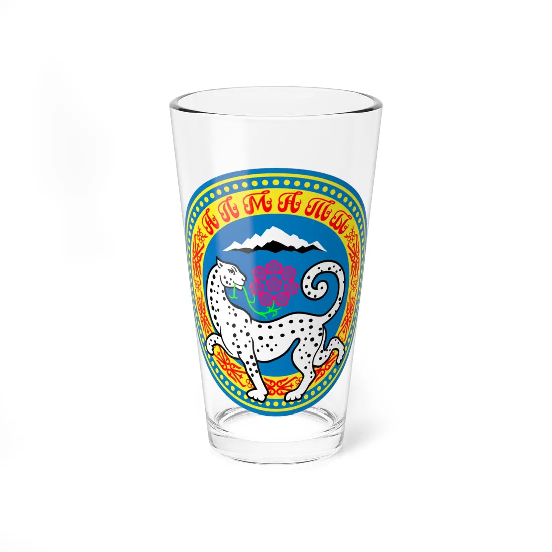 Coat of arms of Almaty (Kazakhstan) (Coat of Arms) Pint Glass 16oz 16oz - Go Mug Yourself