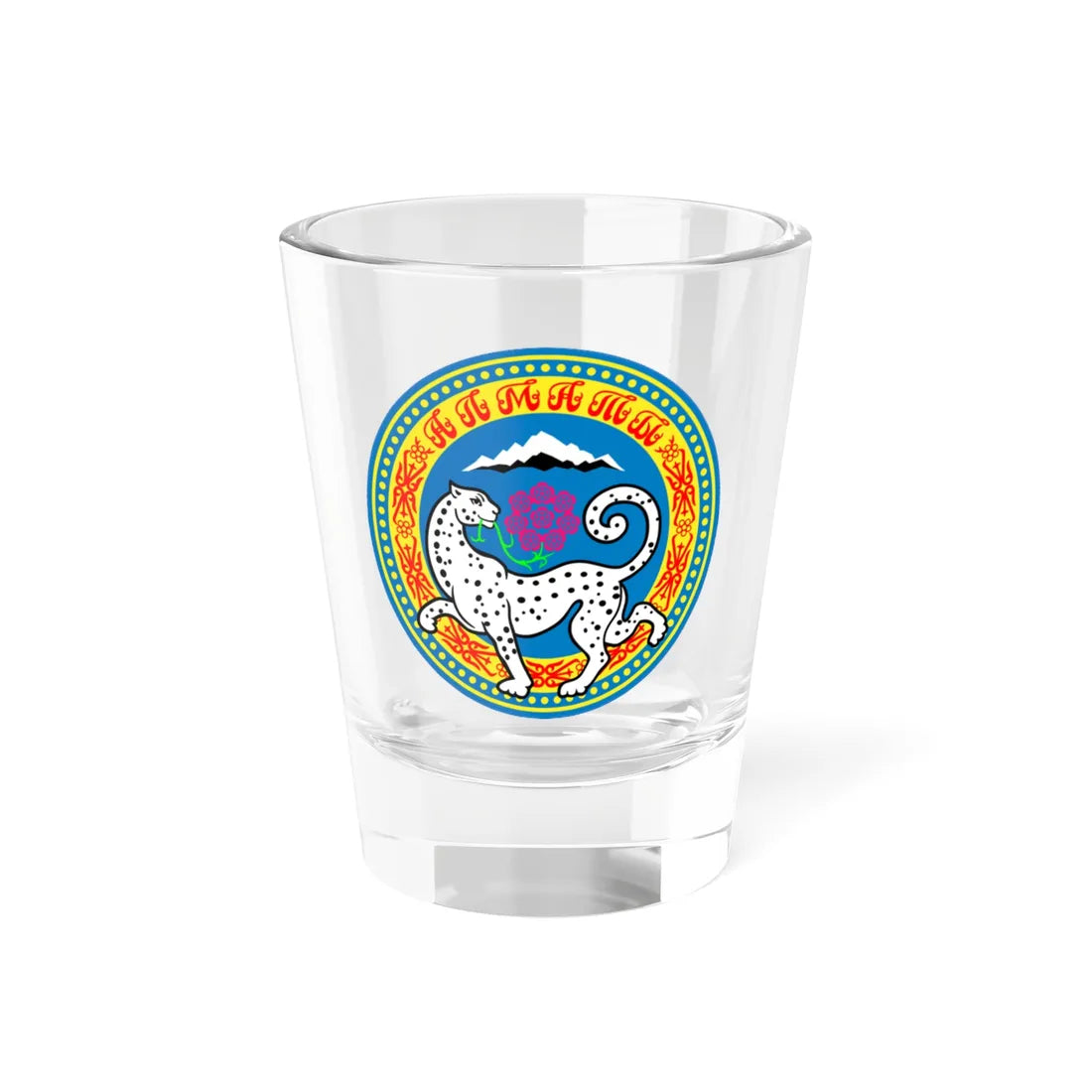 Coat of arms of Almaty (Kazakhstan) (Coat of Arms) Shot Glass 1.5oz 1.5oz - Go Mug Yourself