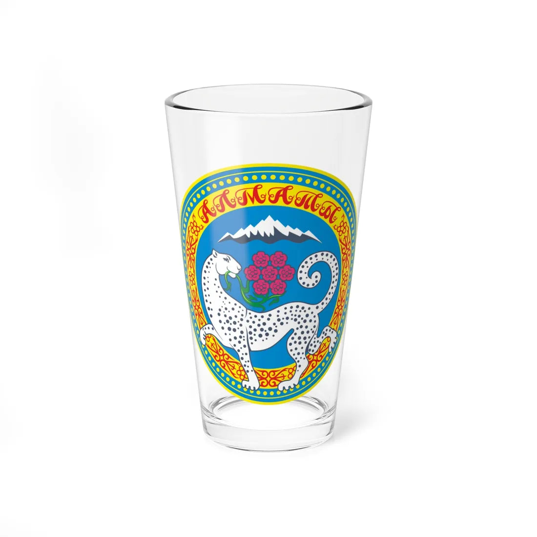 Coat of Arms of Almaty since 22-01-2010 (Kazakhstan) (Coat of Arms) Pint Glass 16oz 16oz - Go Mug Yourself