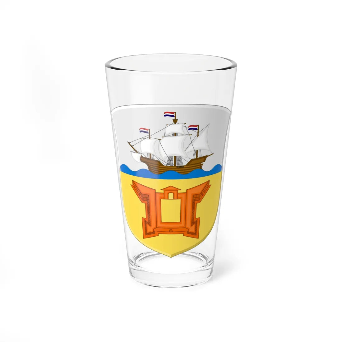 Coat of Arms of Amboina 1930 - shield (Indonesia) (Coat of Arms) Pint Glass 16oz 16oz - Go Mug Yourself