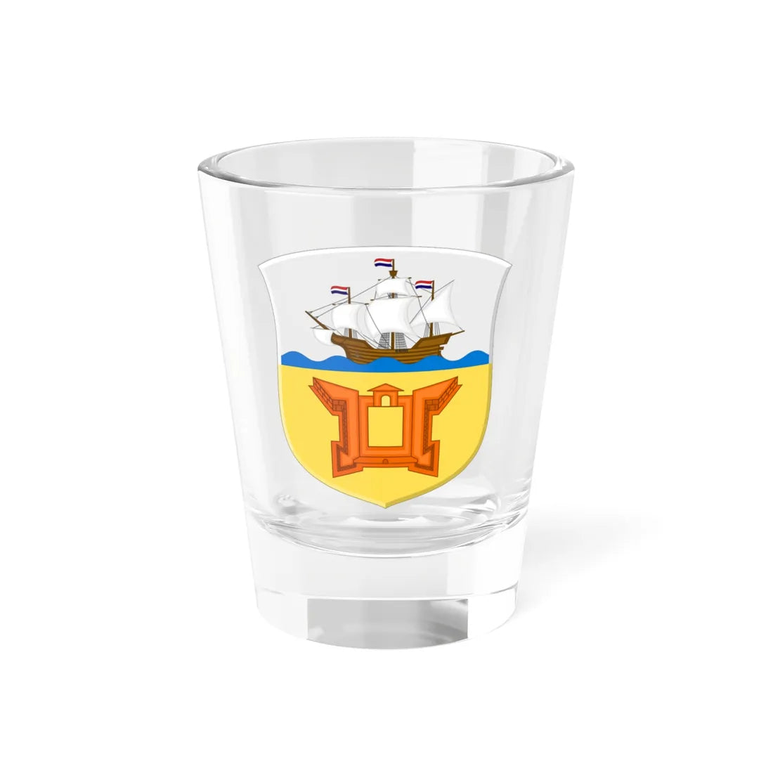Coat of Arms of Amboina 1930 - shield (Indonesia) (Coat of Arms) Shot Glass 1.5oz 1.5oz - Go Mug Yourself