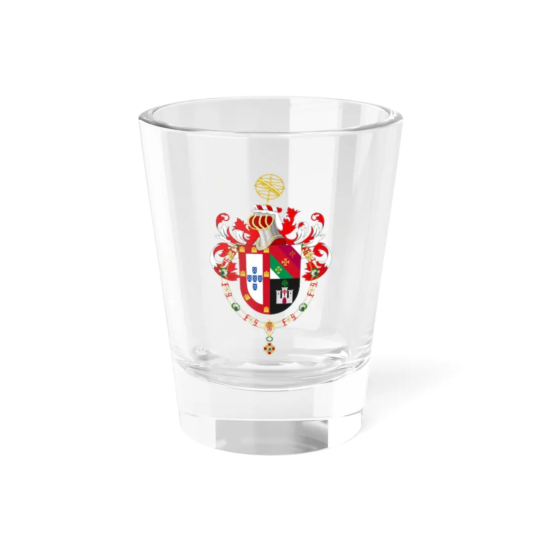 Coat of Arms of Aníbal Cavaco Silva Order of Isabella the Catholic (Portugal) (Coat of Arms) Shot Glass 1.5oz 1.5oz - Go Mug Yourself