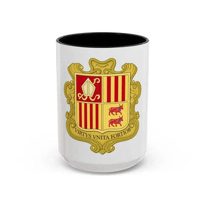 Coat of arms of Andorra (1580) - Accent Coffee Mug 15oz Black - Go Mug Yourself