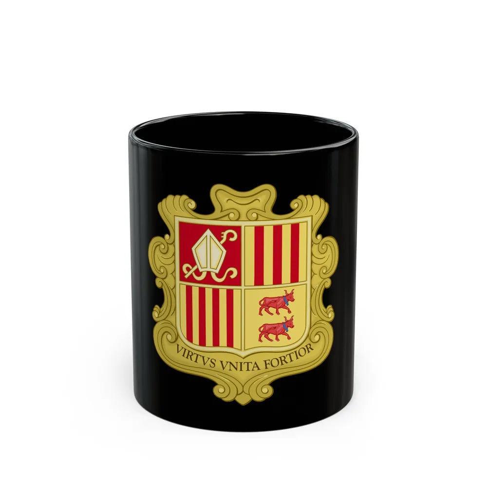 Coat of arms of Andorra (1580) - Black Coffee Mug-11oz-Go Mug Yourself