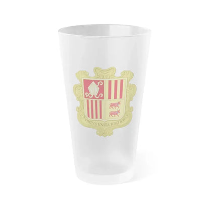 Coat of arms of Andorra (1580) - Frosted Pint Glass 16oz 16oz Frosted - Go Mug Yourself
