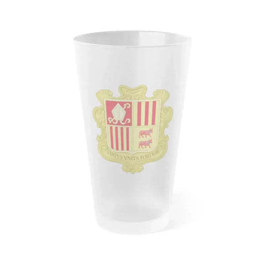 Coat of arms of Andorra (1580) - Frosted Pint Glass 16oz 16oz Frosted - Go Mug Yourself