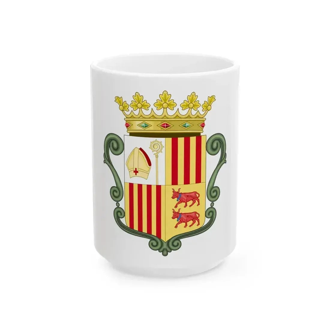 Coat of arms of Andorra (1800-1949) - White Coffee Mug 15oz - Go Mug Yourself