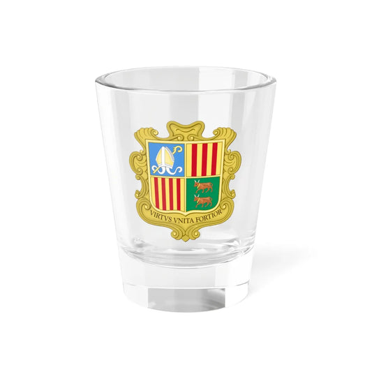 Coat of arms of Andorra 1949-1959 (Andorra) (Coat of Arms) Shot Glass 1.5oz 1.5oz - Go Mug Yourself