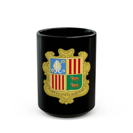 Coat of arms of Andorra (1949-1959) - Black Coffee Mug 15oz - Go Mug Yourself
