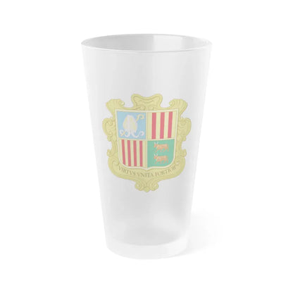 Coat of arms of Andorra (1949-1959) - Frosted Pint Glass 16oz Default Title - Go Mug Yourself