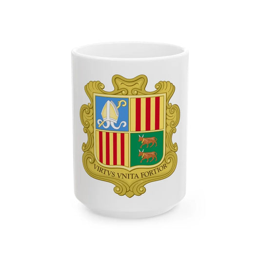 Coat of arms of Andorra (1949-1959) - White Coffee Mug-15oz-Go Mug Yourself