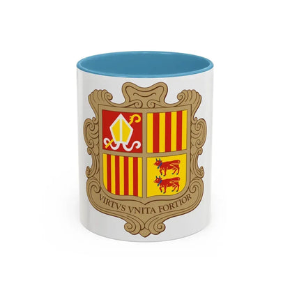 Coat of arms of Andorra - Accent Coffee Mug 11oz Light Blue - Go Mug Yourself