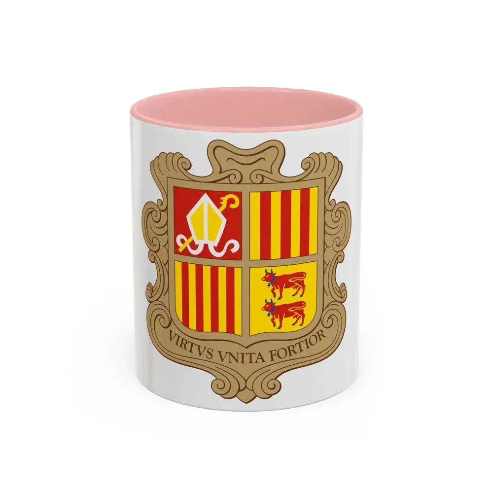 Coat of arms of Andorra - Accent Coffee Mug 11oz Pink - Go Mug Yourself