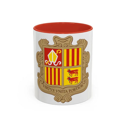 Coat of arms of Andorra - Accent Coffee Mug 11oz Red - Go Mug Yourself