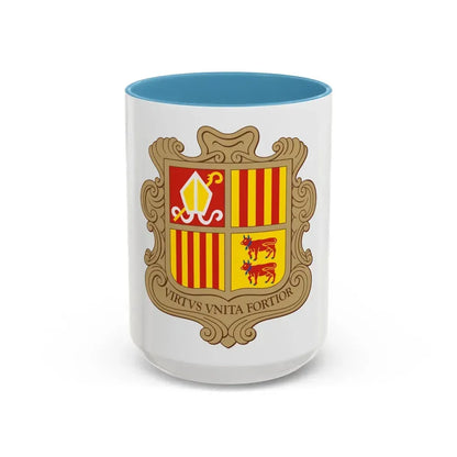 Coat of arms of Andorra - Accent Coffee Mug 15oz Light Blue - Go Mug Yourself