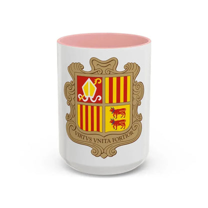 Coat of arms of Andorra - Accent Coffee Mug 15oz Pink - Go Mug Yourself