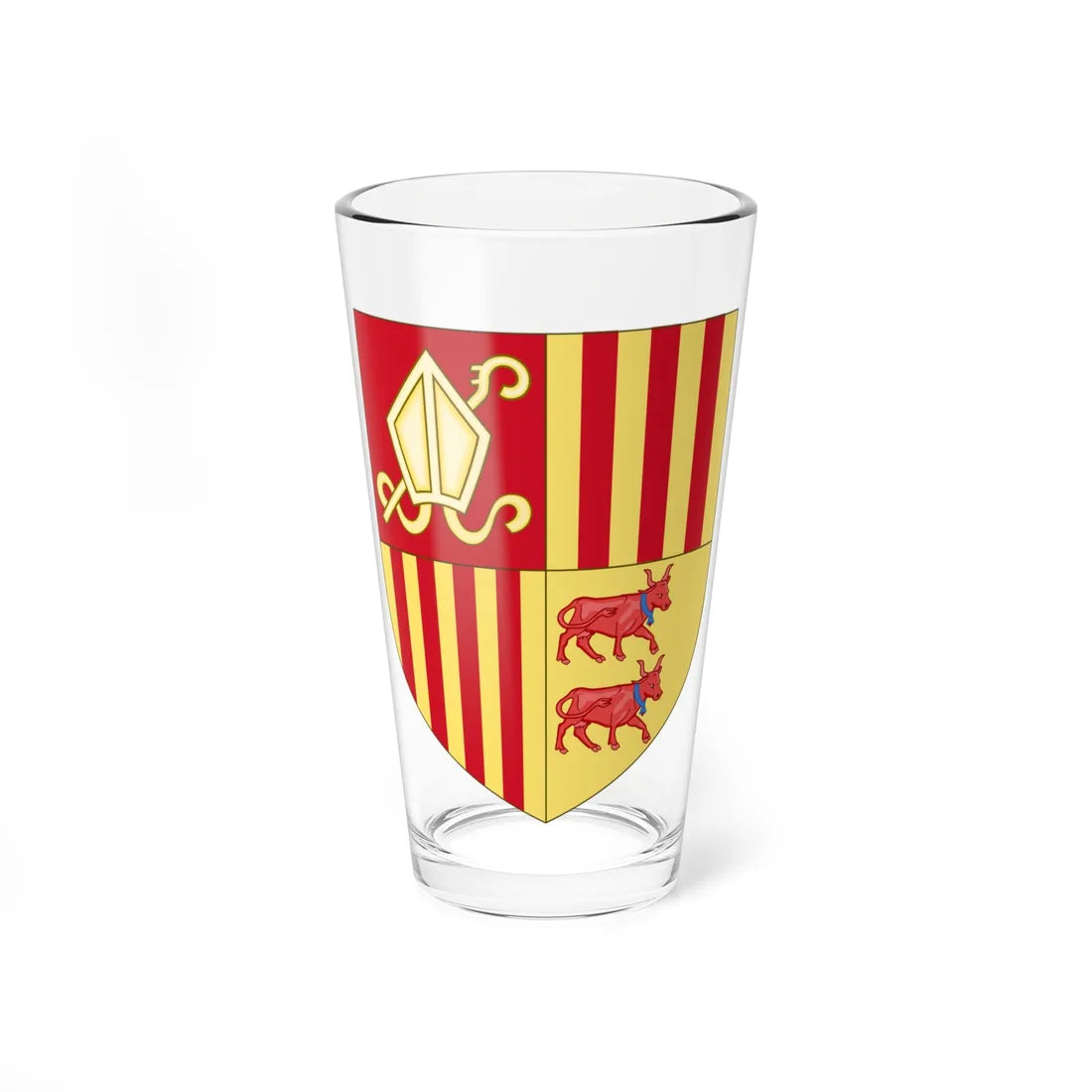 Coat of arms of Andorra Before 16th Century (Andorra) (Coat of Arms) Pint Glass 16oz 16oz - Go Mug Yourself