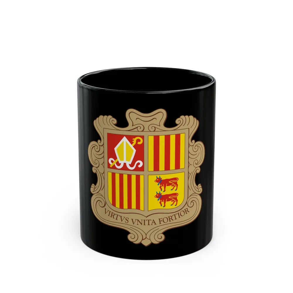 Coat of arms of Andorra - Black Coffee Mug-11oz-Go Mug Yourself