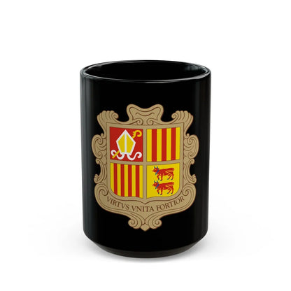 Coat of arms of Andorra - Black Coffee Mug-15oz-Go Mug Yourself