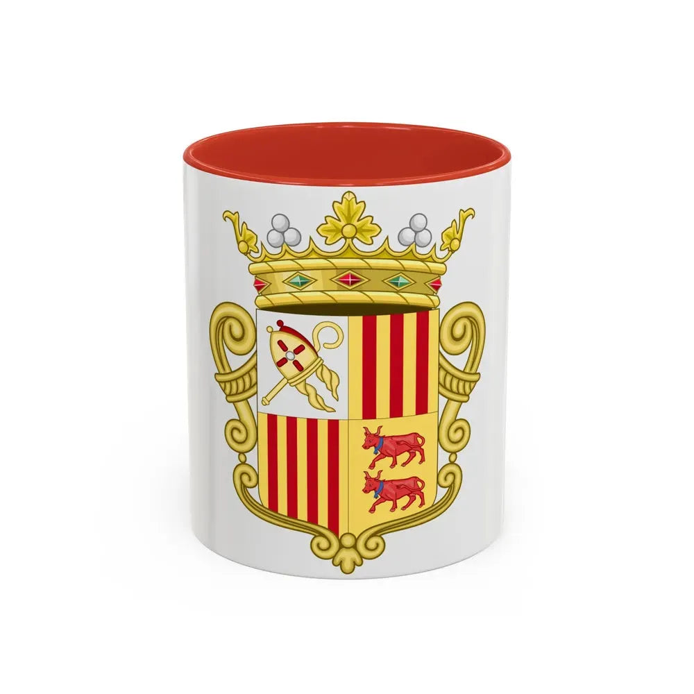 Coat of arms of Andorra - Flag Version (1931-1949) - Accent Coffee Mug 11oz Red - Go Mug Yourself