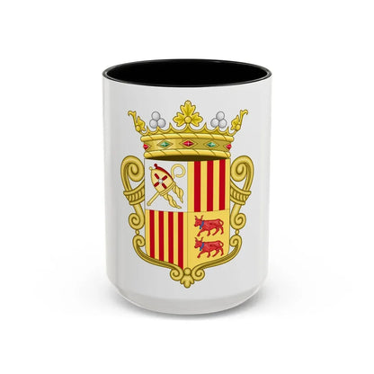 Coat of arms of Andorra - Flag Version (1931-1949) - Accent Coffee Mug 15oz Black - Go Mug Yourself