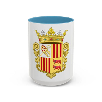 Coat of arms of Andorra - Flag Version (1931-1949) - Accent Coffee Mug 15oz Light Blue - Go Mug Yourself