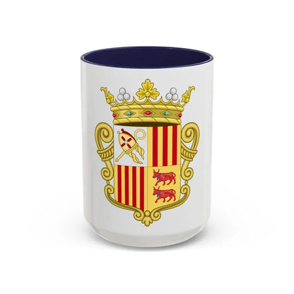 Coat of arms of Andorra - Flag Version (1931-1949) - Accent Coffee Mug 15oz Navy - Go Mug Yourself