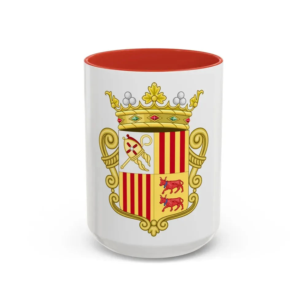 Coat of arms of Andorra - Flag Version (1931-1949) - Accent Coffee Mug 15oz Red - Go Mug Yourself