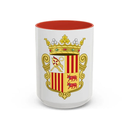 Coat of arms of Andorra - Flag Version (1931-1949) - Accent Coffee Mug 15oz Red - Go Mug Yourself
