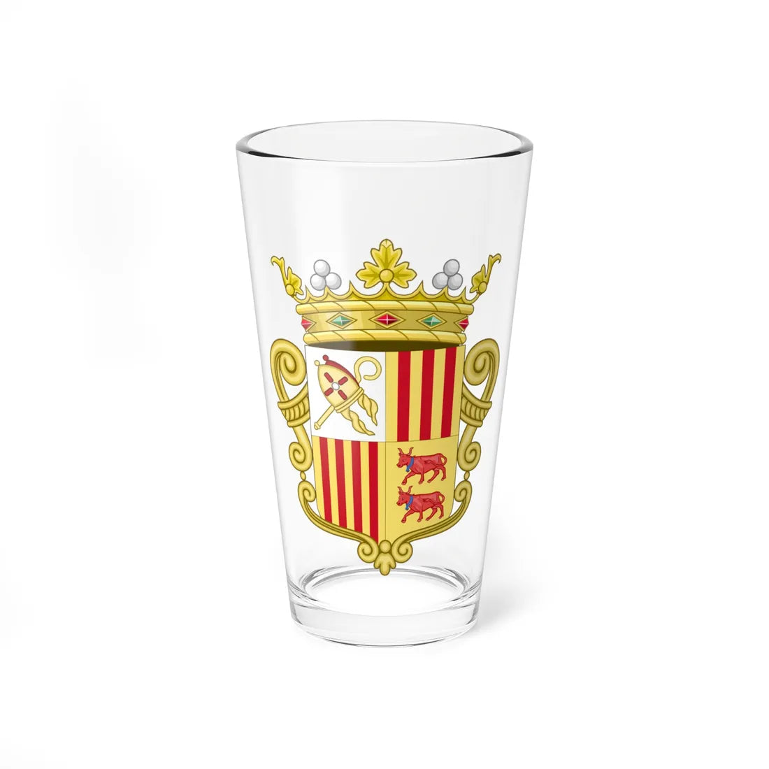 Coat of arms of Andorra - Flag Version 1931-1949 (Andorra) (Coat of Arms) Pint Glass 16oz - Go Mug Yourself