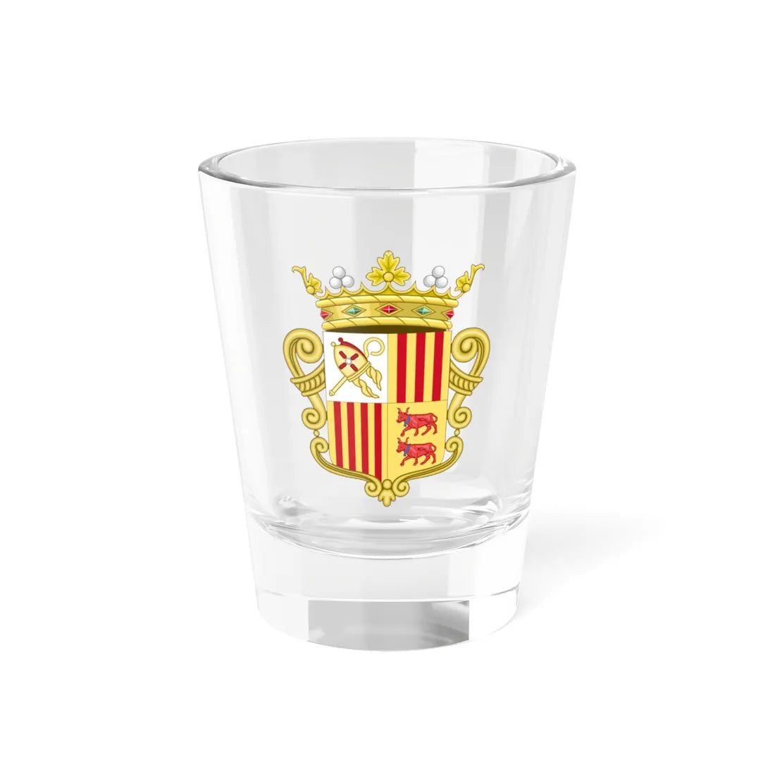 Coat of arms of Andorra - Flag Version 1931-1949 (Andorra) (Coat of Arms) Shot Glass 1.5oz 1.5oz - Go Mug Yourself
