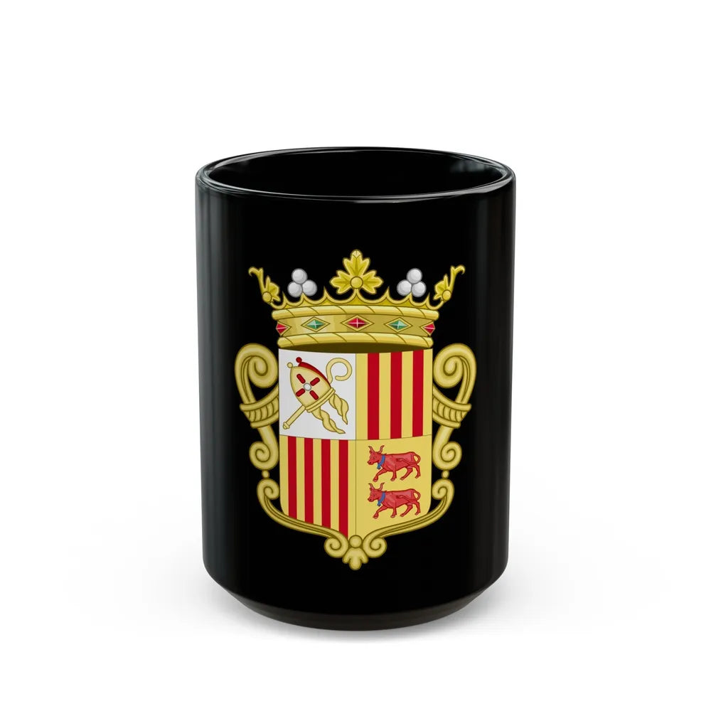 Coat of arms of Andorra - Flag Version (1931-1949) - Black Coffee Mug-15oz-Go Mug Yourself