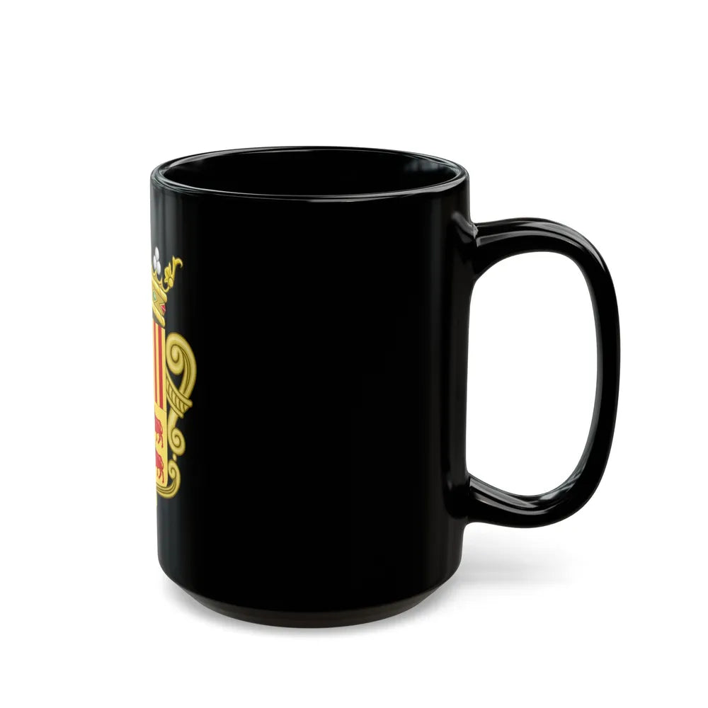 Coat of arms of Andorra - Flag Version (1931-1949) - Black Coffee Mug-Go Mug Yourself