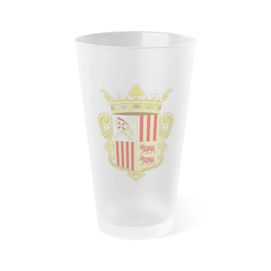 Coat of arms of Andorra - Flag Version (1931-1949) - Frosted Pint Glass 16oz-Go Mug Yourself