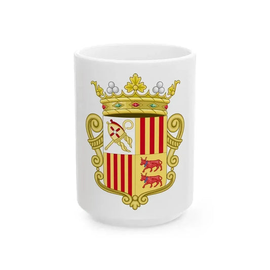 Coat of arms of Andorra - Flag Version (1931-1949) - White Coffee Mug 15oz - Go Mug Yourself