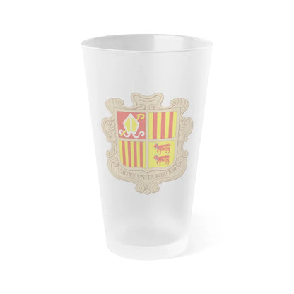 Coat of arms of Andorra - Frosted Pint Glass 16oz-16oz-Frosted-Go Mug Yourself