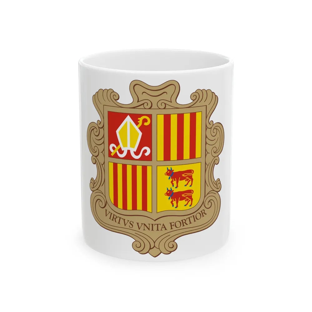 Coat of arms of Andorra - White Coffee Mug-11oz-Go Mug Yourself