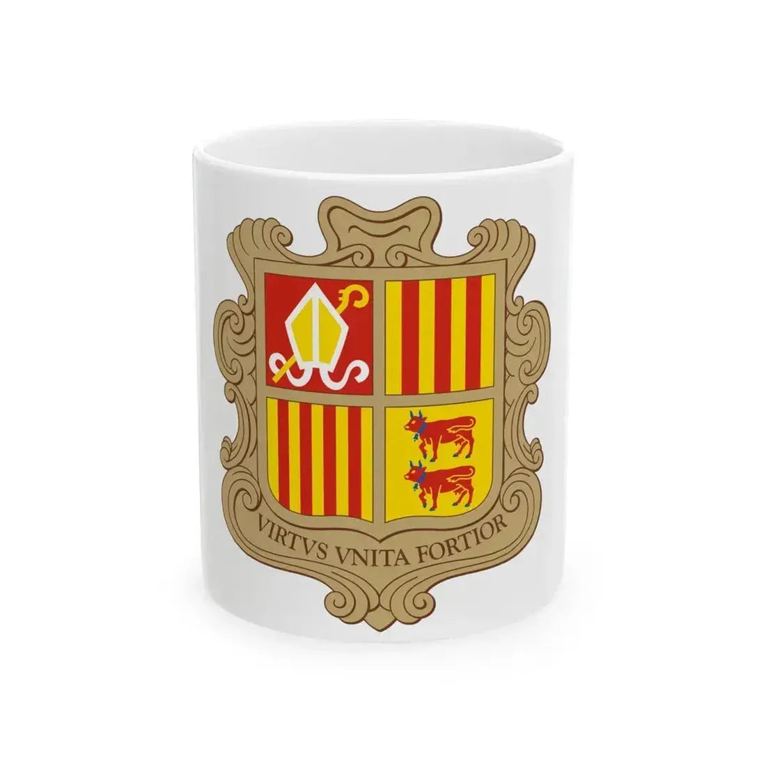Coat of arms of Andorra - White Coffee Mug 11oz - Go Mug Yourself