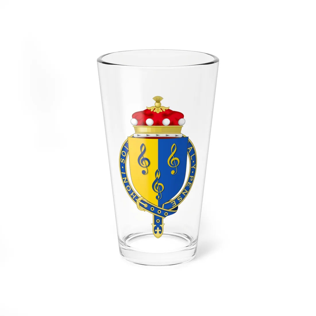Coat of arms of Andrew Lloyd Webber Baron Lloyd-Webber KG (United Kingdom) (Coat of Arms) Pint Glass 16oz 16oz - Go Mug Yourself