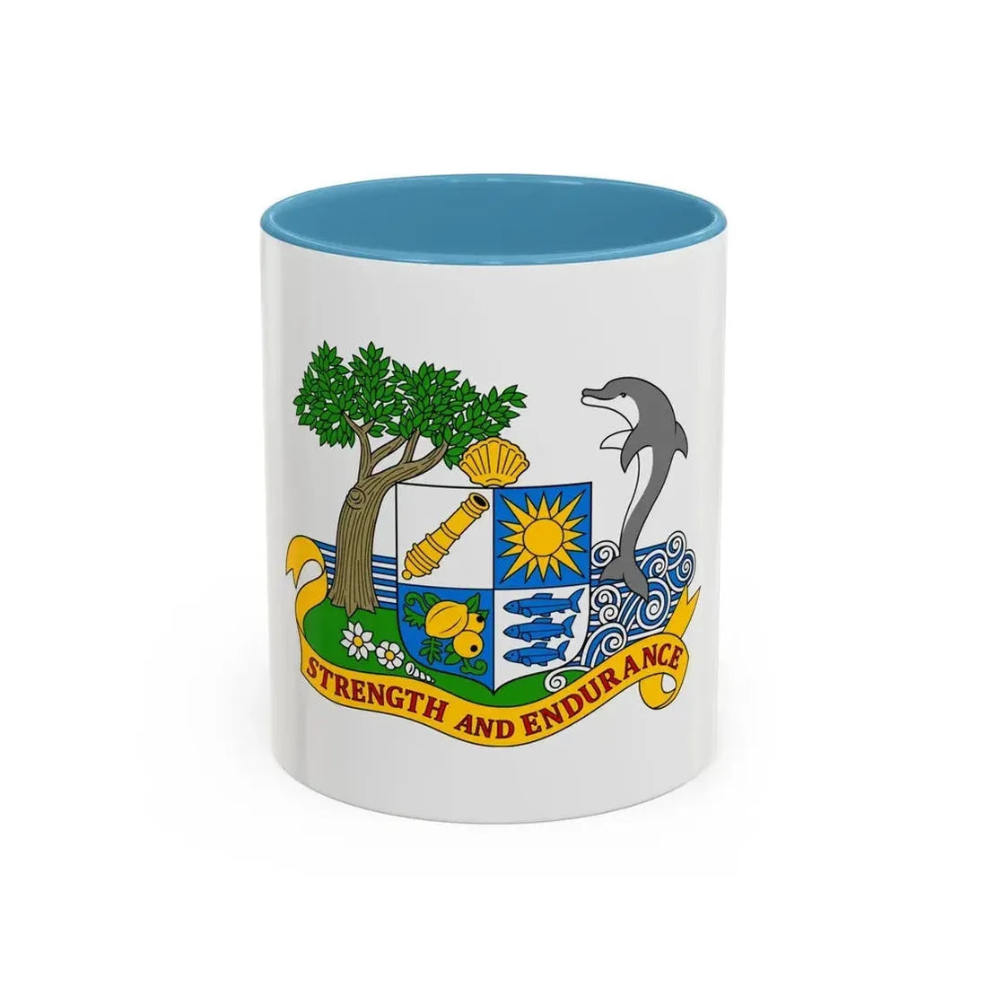 Coat of arms of Anguilla 1967-1980 - Accent Coffee Mug 11oz Light Blue - Go Mug Yourself