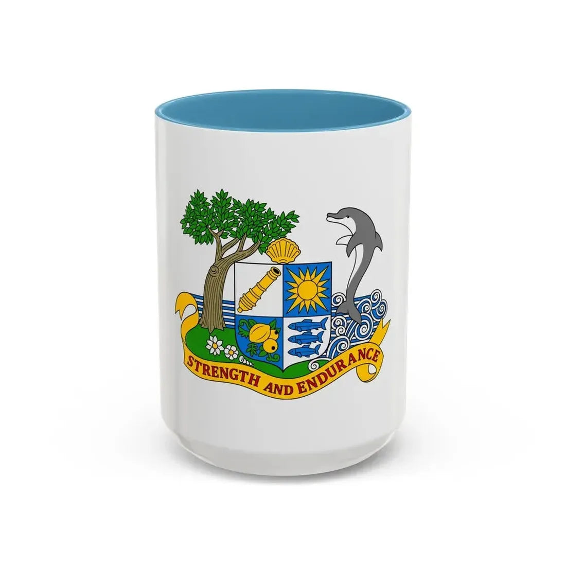 Coat of arms of Anguilla 1967-1980 - Accent Coffee Mug 15oz Light Blue - Go Mug Yourself
