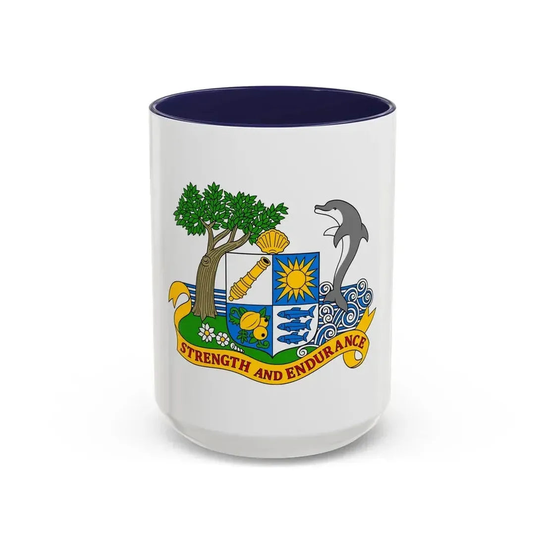 Coat of arms of Anguilla 1967-1980 - Accent Coffee Mug 15oz Navy - Go Mug Yourself