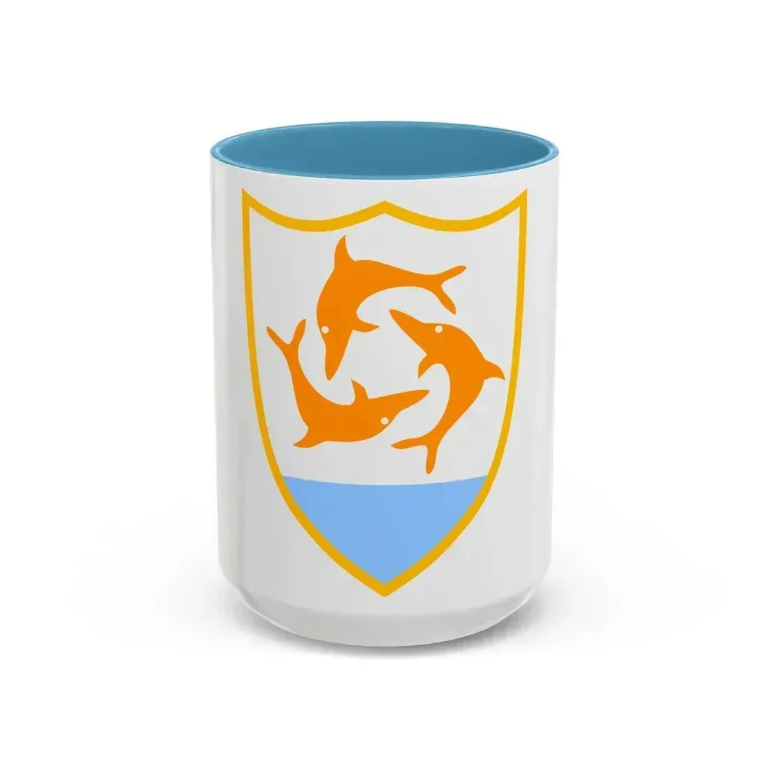 Coat of arms of Anguilla - Accent Coffee Mug 15oz Light Blue - Go Mug Yourself