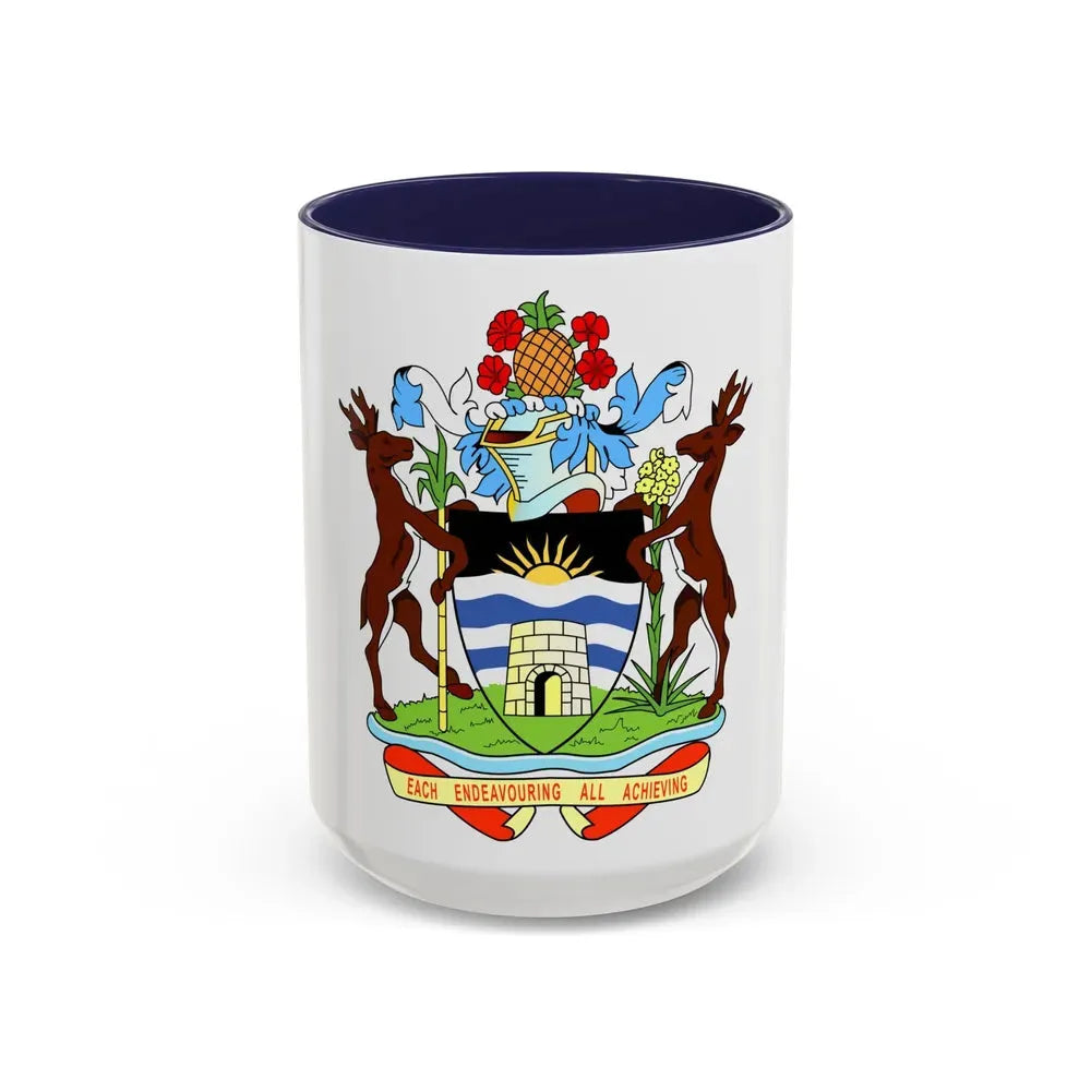 Coat of arms of Antigua and Barbuda - Accent Coffee Mug 15oz Navy - Go Mug Yourself